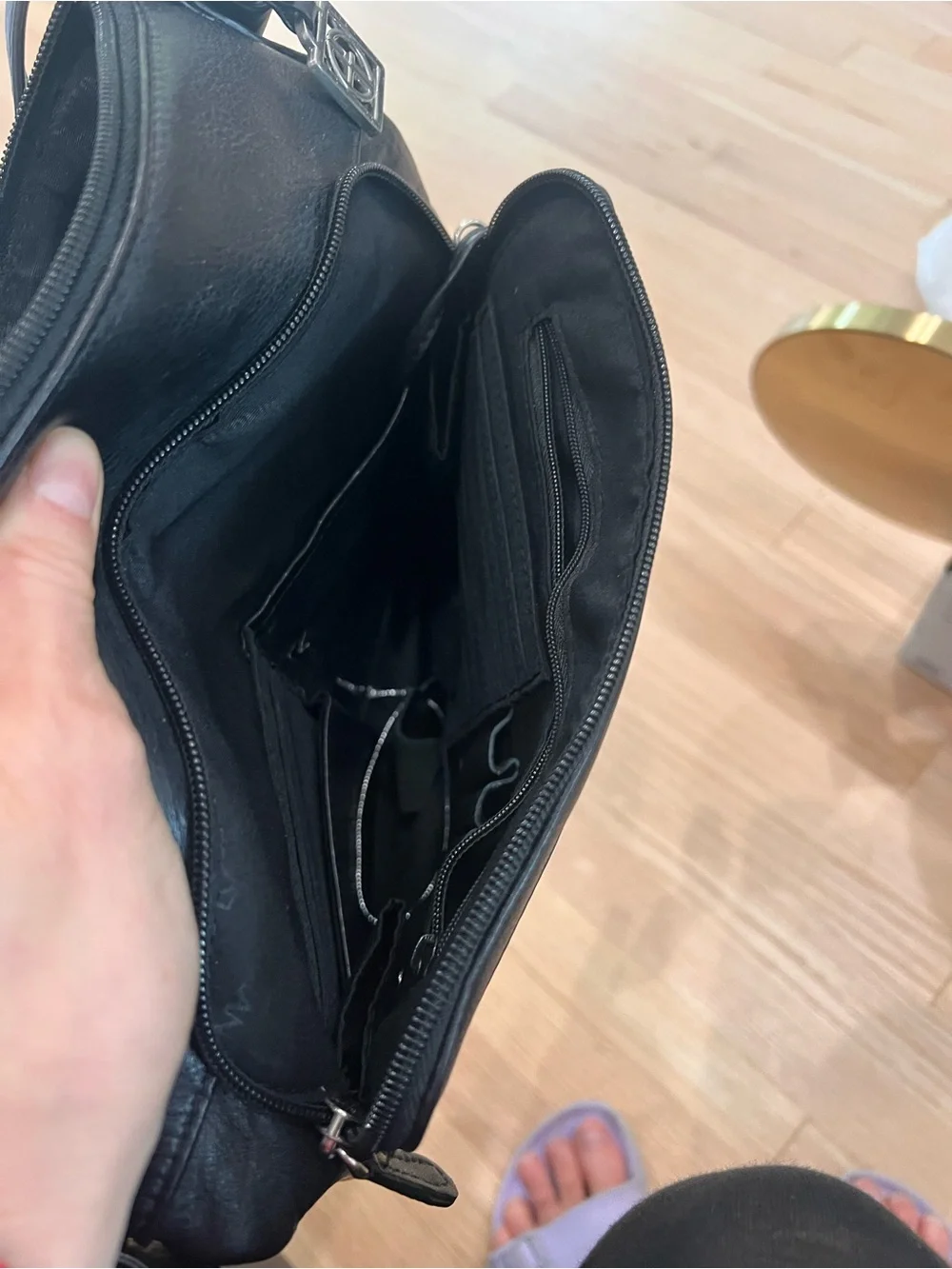 Giani Bernini Black Leather Messenger / Crossbody Bag
